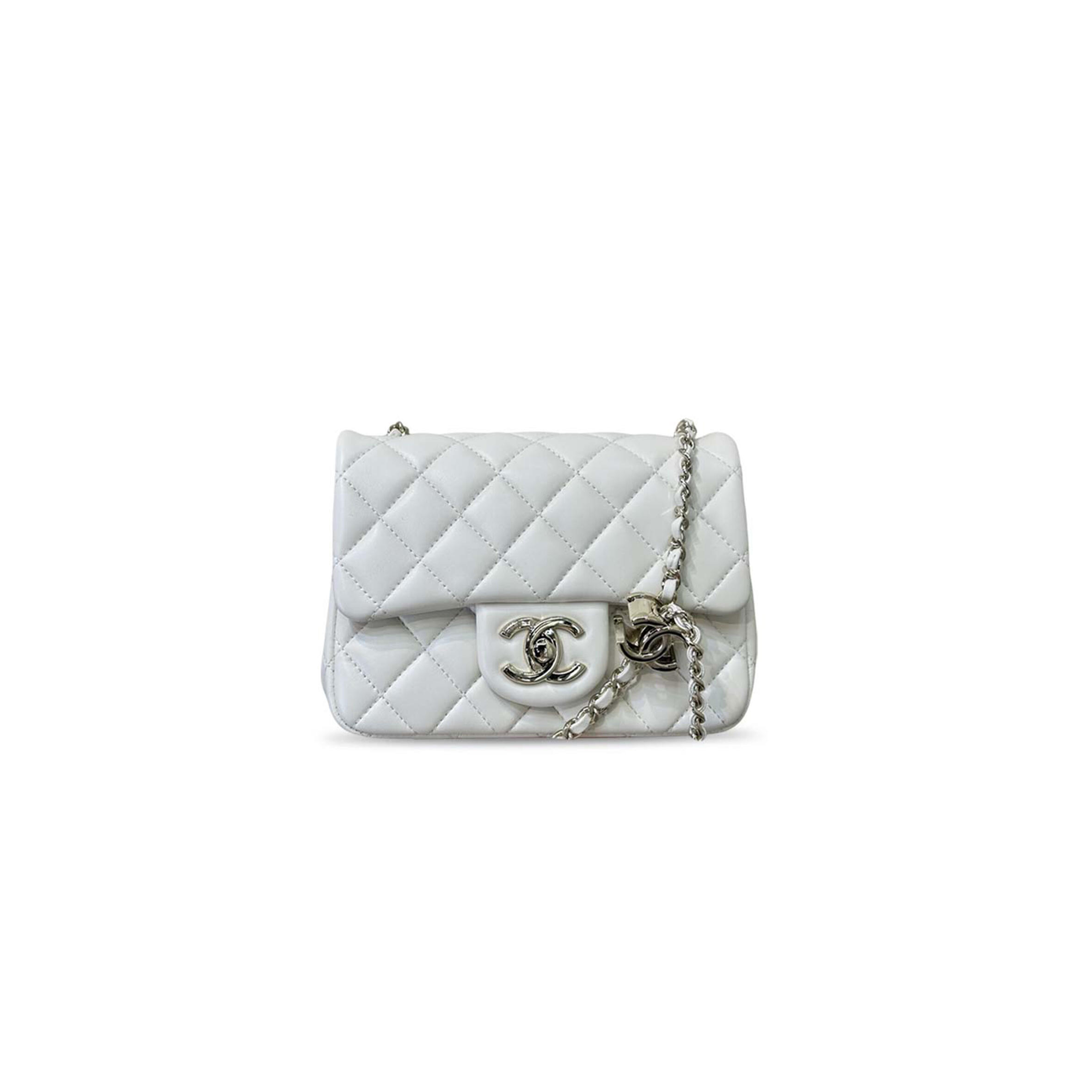 CHANEL MINI SQUARE WHITE LAMBSKIN AS5758 (17*13.5*8cm)